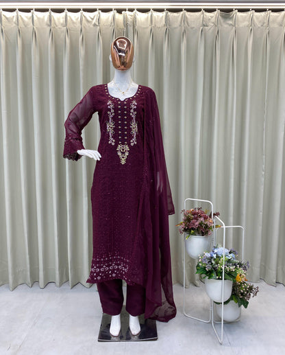 Purple Color Beautiful Partywear Dress in georgette fabric