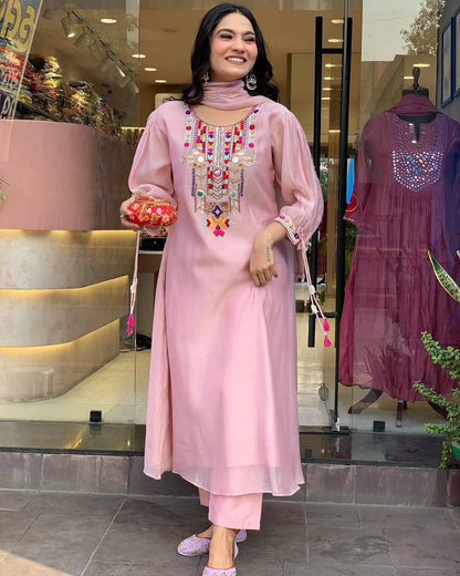 Pink Color Beautiful Daily Wear Summer Dress For Office Wear Use