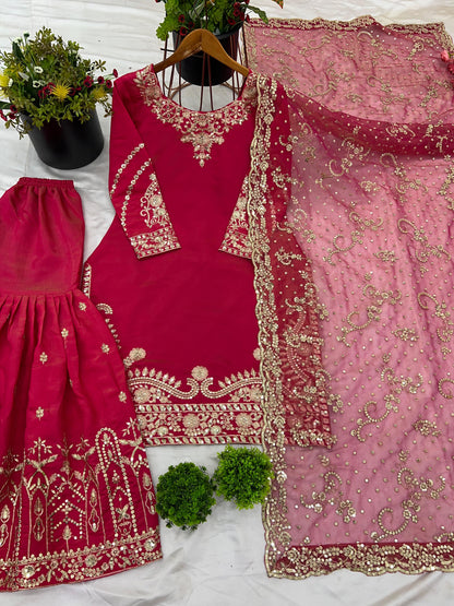 Pink Color Beautiful Georgette Plazo Dress