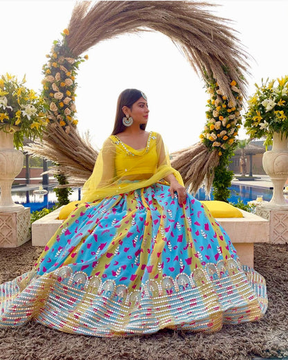 Sky BLue COlor Beautiful Partywear Lehenga Choli