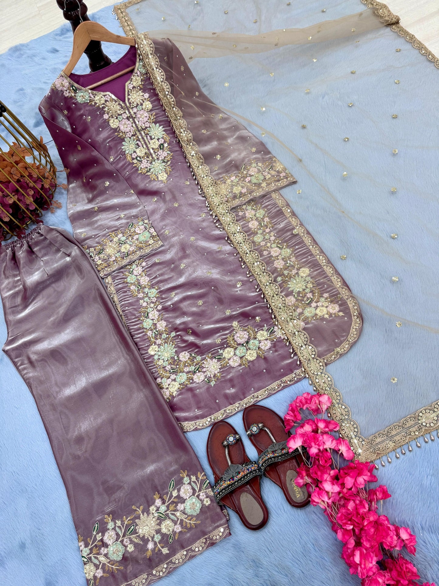 pruple Color Beauitful Partywear DRess in Jimmi Choo fabric