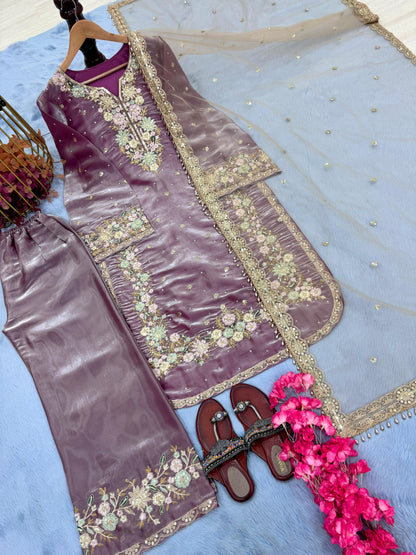 pruple Color Beauitful Partywear DRess in Jimmi Choo fabric