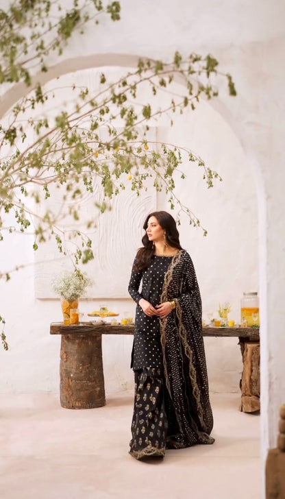 Black Color Beautiful Plazo Dress in Georgette Fabric