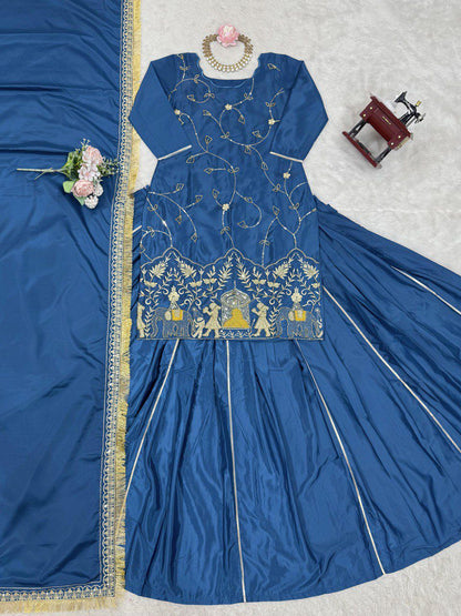 blue Color Beauitful Lehenga Dress in Crep silk FAbric