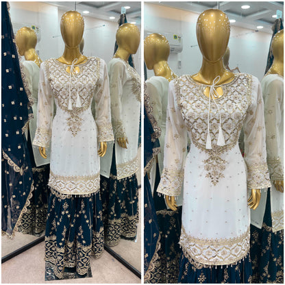Party Wear Look Top-Plazzo And Dupatta With Heavy Embroidery Work