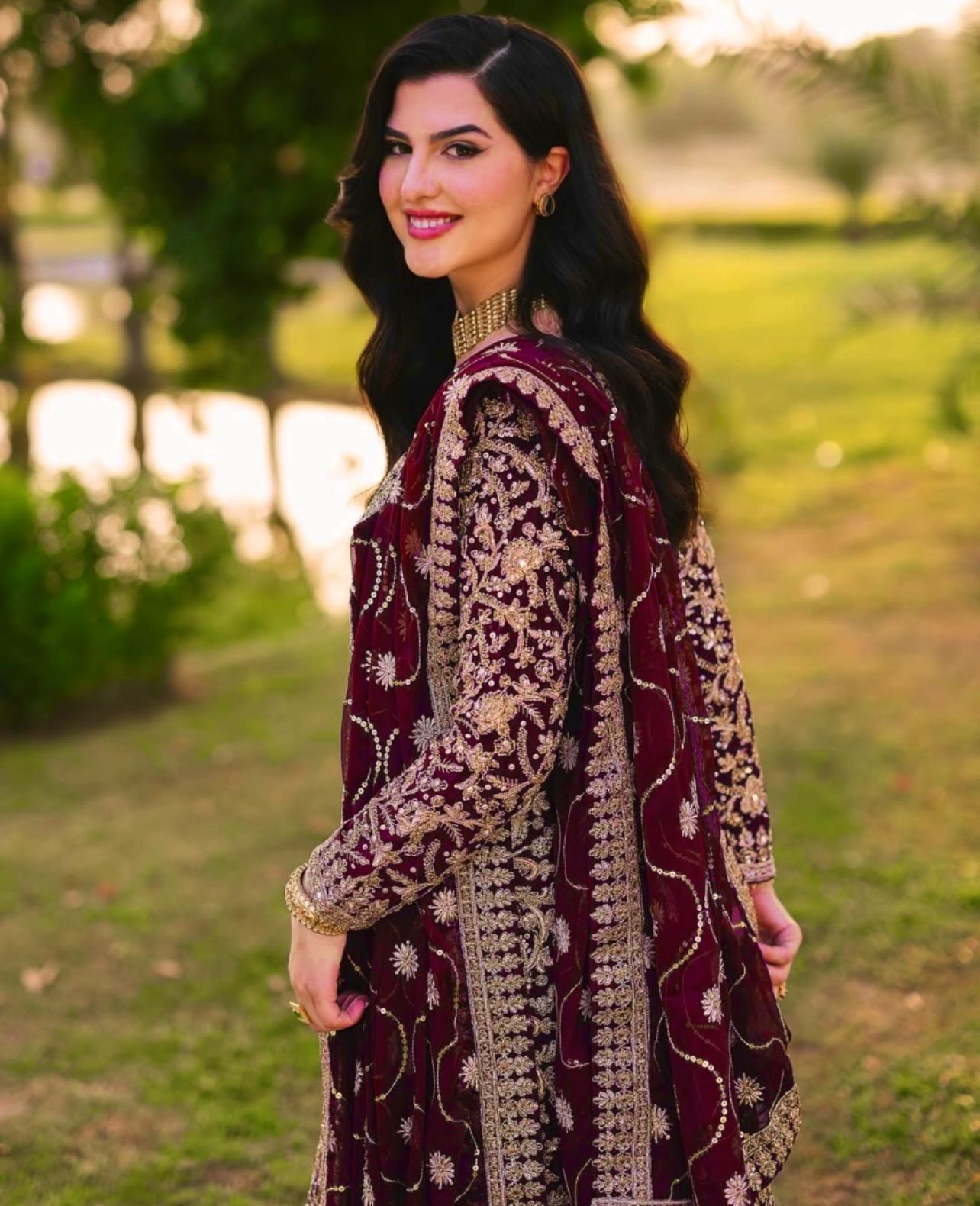 Red Color party wear look top-plazzo and dupatta with heavy embroidery work