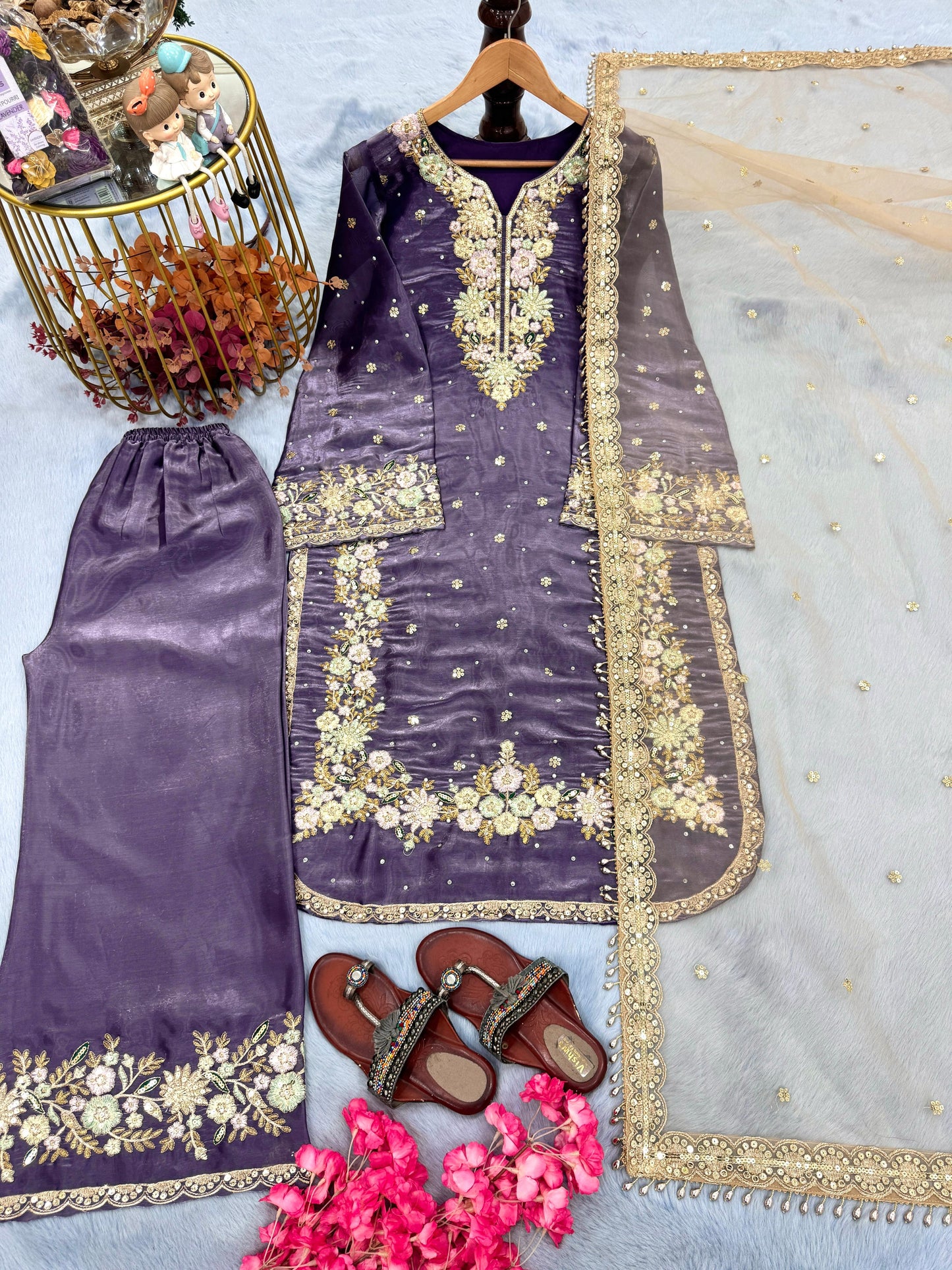 purple Color Beauitful Partywear DRess in Jimmi Choo fabric