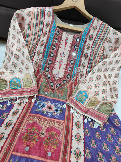Summer Wear Dress in Chinon Fabric