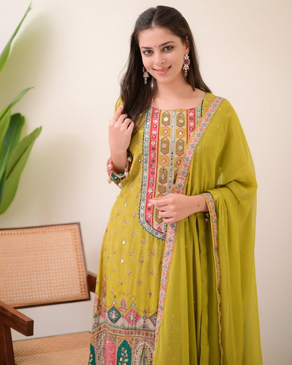 Yellow Color Beautiful Partywear Dress in Muslin Cotton Fabric