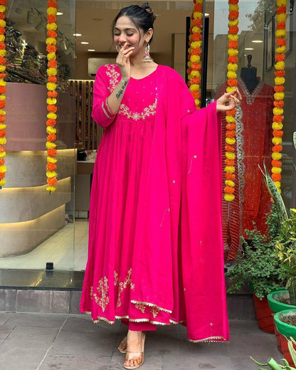 Pink Color Beautiful anarkali gown for small kitty party