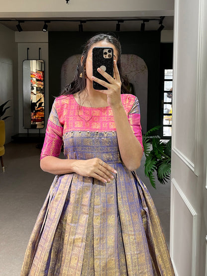 Kanjivaram And Zari Weaving Work Appliqued Gown