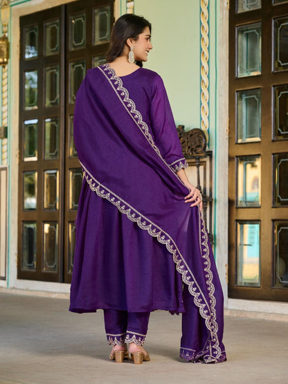 Blue color Beautiful Silk Gown with embroidery work