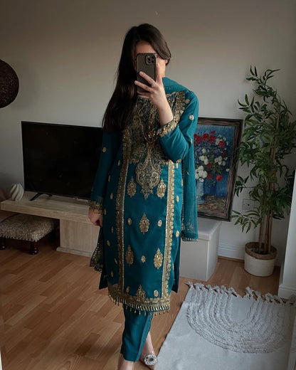Chinnon Silk With Heavy Embroidery Coding Sequence Work Dress