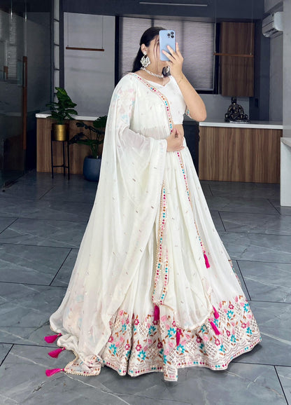 off white embroidery lehenga collection