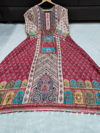Summer Wear Dress in Chinon Fabric