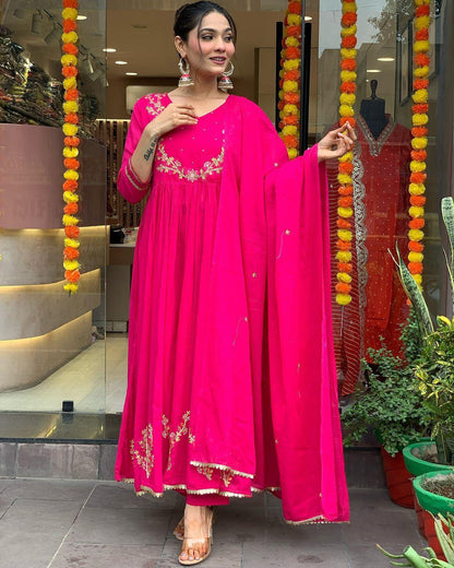Pink Color Beautiful anarkali gown for small kitty party