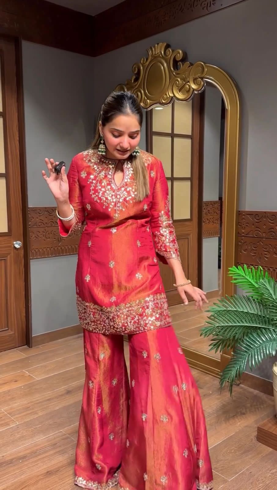 Simar Silk With Embroidery Work Top-Bottom And Dupatta Set Fully Stitched Ready To Wear