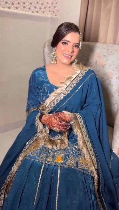 blue Color Beauitful Lehenga Dress in Crep silk FAbric