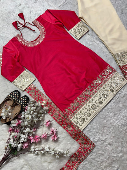 satin silk with heavy embroidery coding sequence work