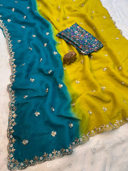 Beautiful Chiffon FAbric Saree for weeding wear