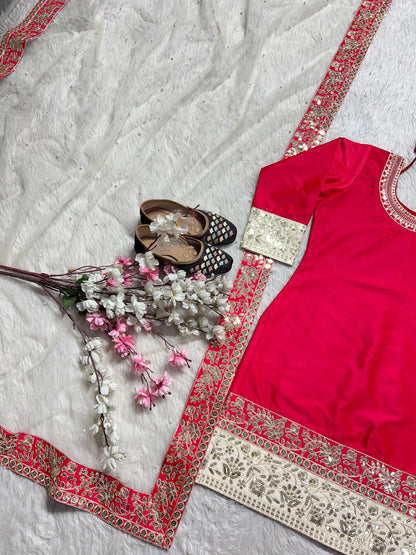 satin silk with heavy embroidery coding sequence work