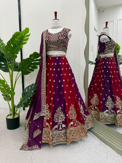 beautiful colorful lehenga choli in goergette fabric