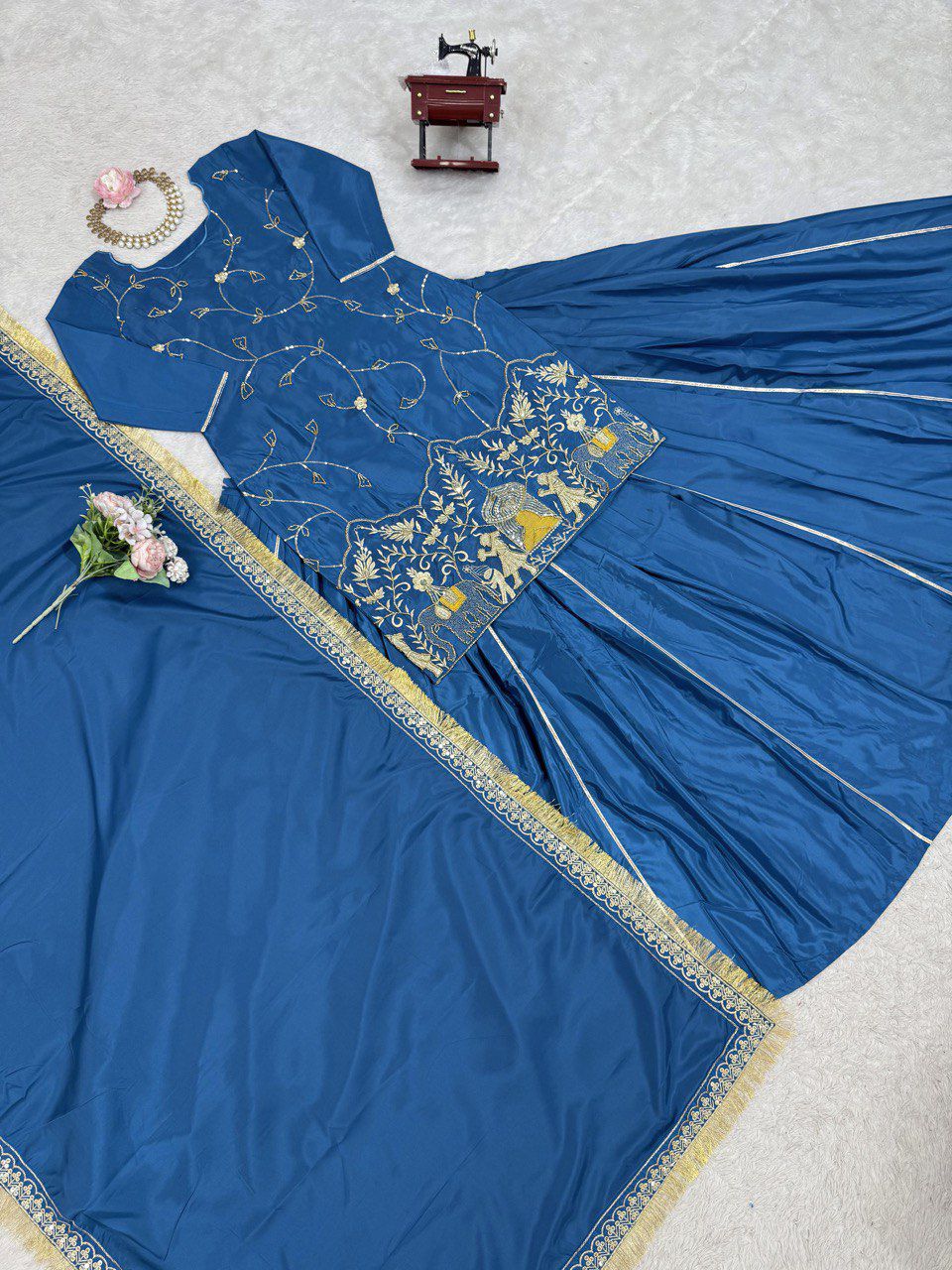 blue Color Beauitful Lehenga Dress in Crep silk FAbric
