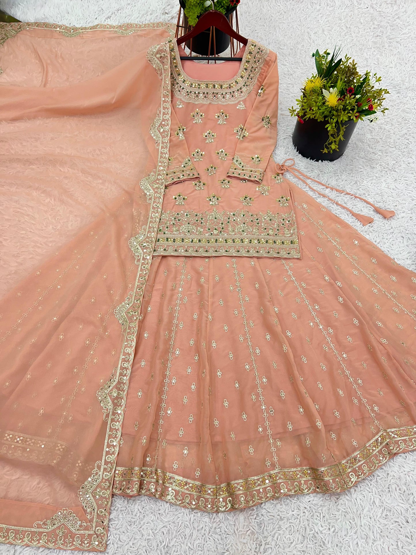 Beautiful Top Lehenga Dupatta Dress in Georgette Fabric