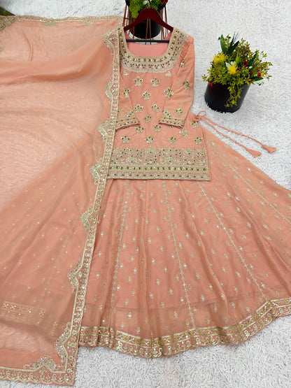 Beautiful Top Lehenga Dupatta Dress in Georgette Fabric
