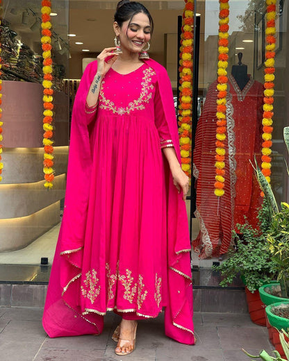 Pink Color Beautiful anarkali gown for small kitty party