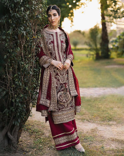 Party Wear Look Top-Plazzo and Dupatta With Heavy Embroidery Work