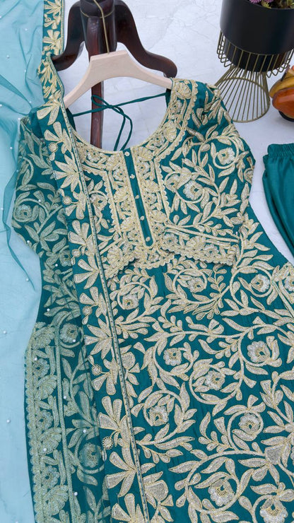 Morptih Color PArtywear Dress in Chinon Fabric