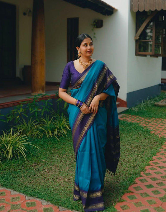 Sky Blue Color Beautiful Silk Saree for daily wear use