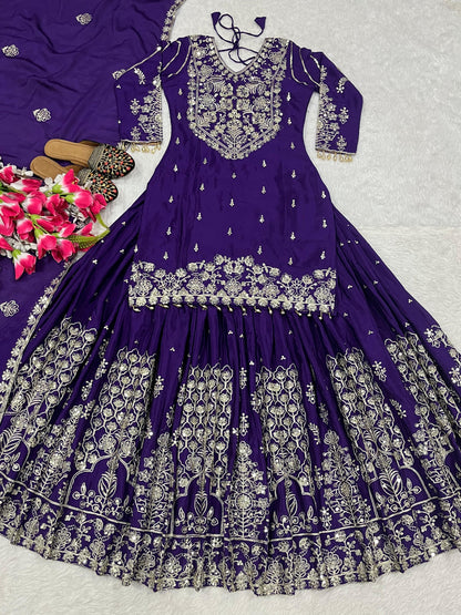 stylish Top Lehenga dress in chinon fabric