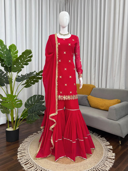 Red Colour Beautiful Partywear Dress in Georgette Fabric