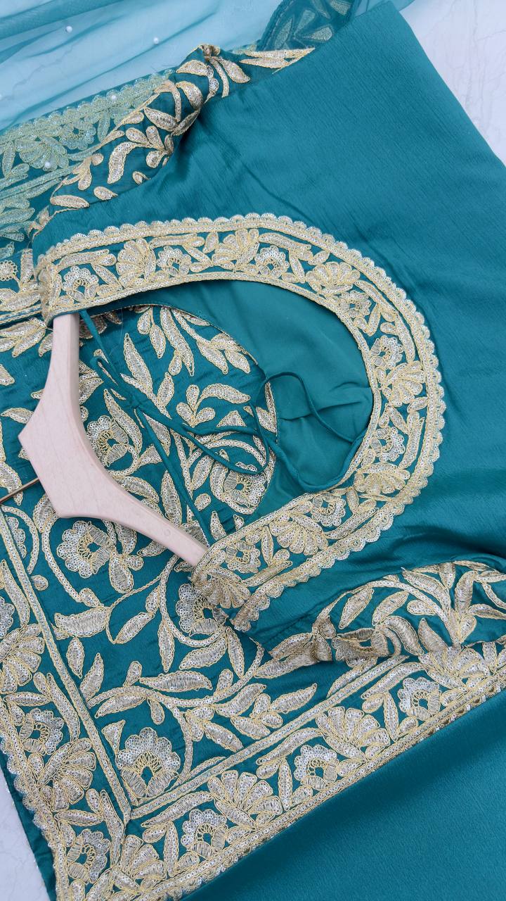 Morptih Color PArtywear Dress in Chinon Fabric