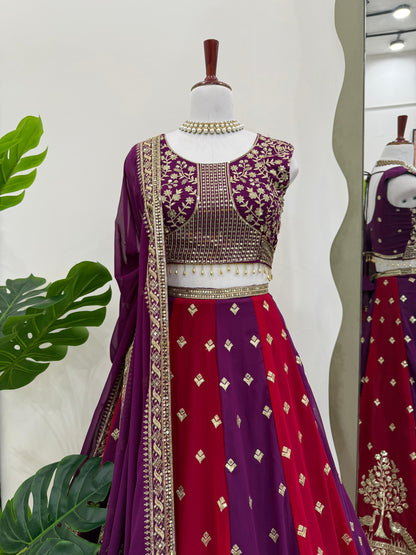 beautiful colorful lehenga choli in goergette fabric
