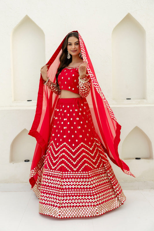 Red Color Beautiful Lehenga Choli in Georgette Fabric