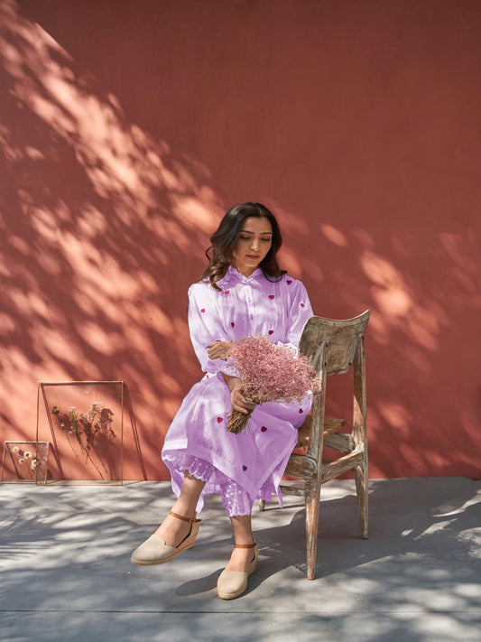 Purple Color Beautiful Cotton Wear Kurti Pent Set