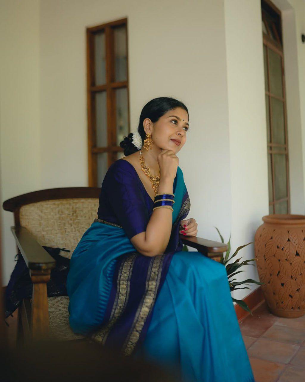 Sky Blue Color Beautiful Silk Saree for daily wear use