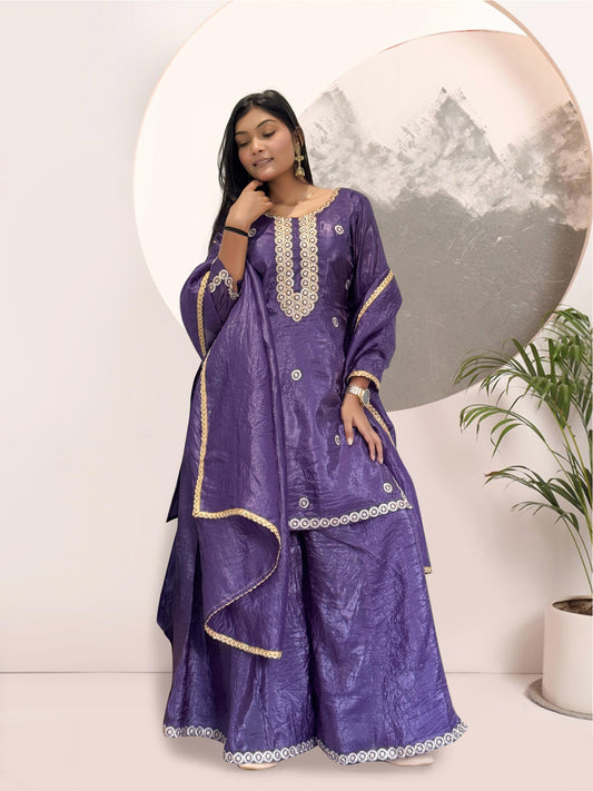 3 piece fancy kurti with beautiful plazzo and dupatta
