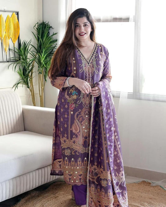Purple Color Beautiful DAily Wear Dress