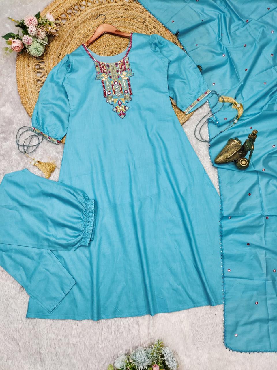 Sky BLue Color Beautiful Daily Wear Summer Dress For Office Wear Use