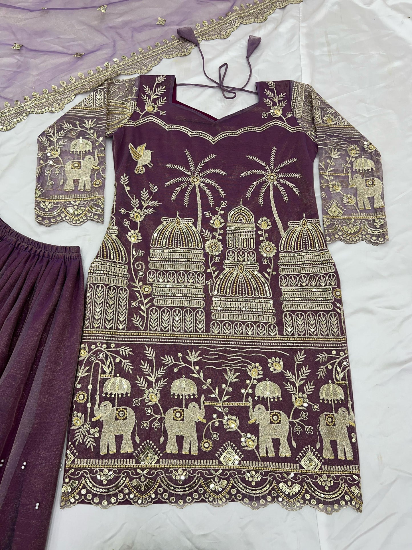 Designer Collection In Twill Net With Heavy Embroidery Sequence Work Top-Bottom And Dupatta