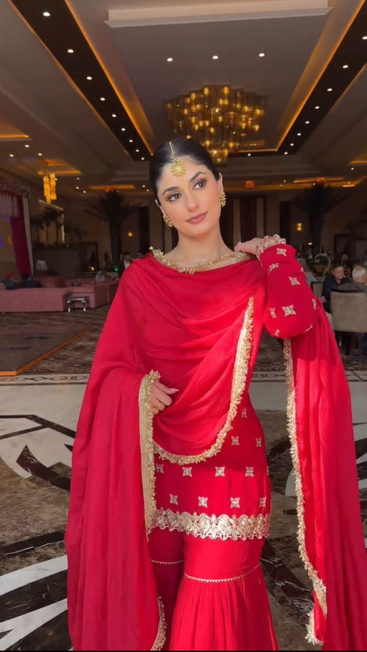 Red Colour Beautiful Partywear Dress in Georgette Fabric