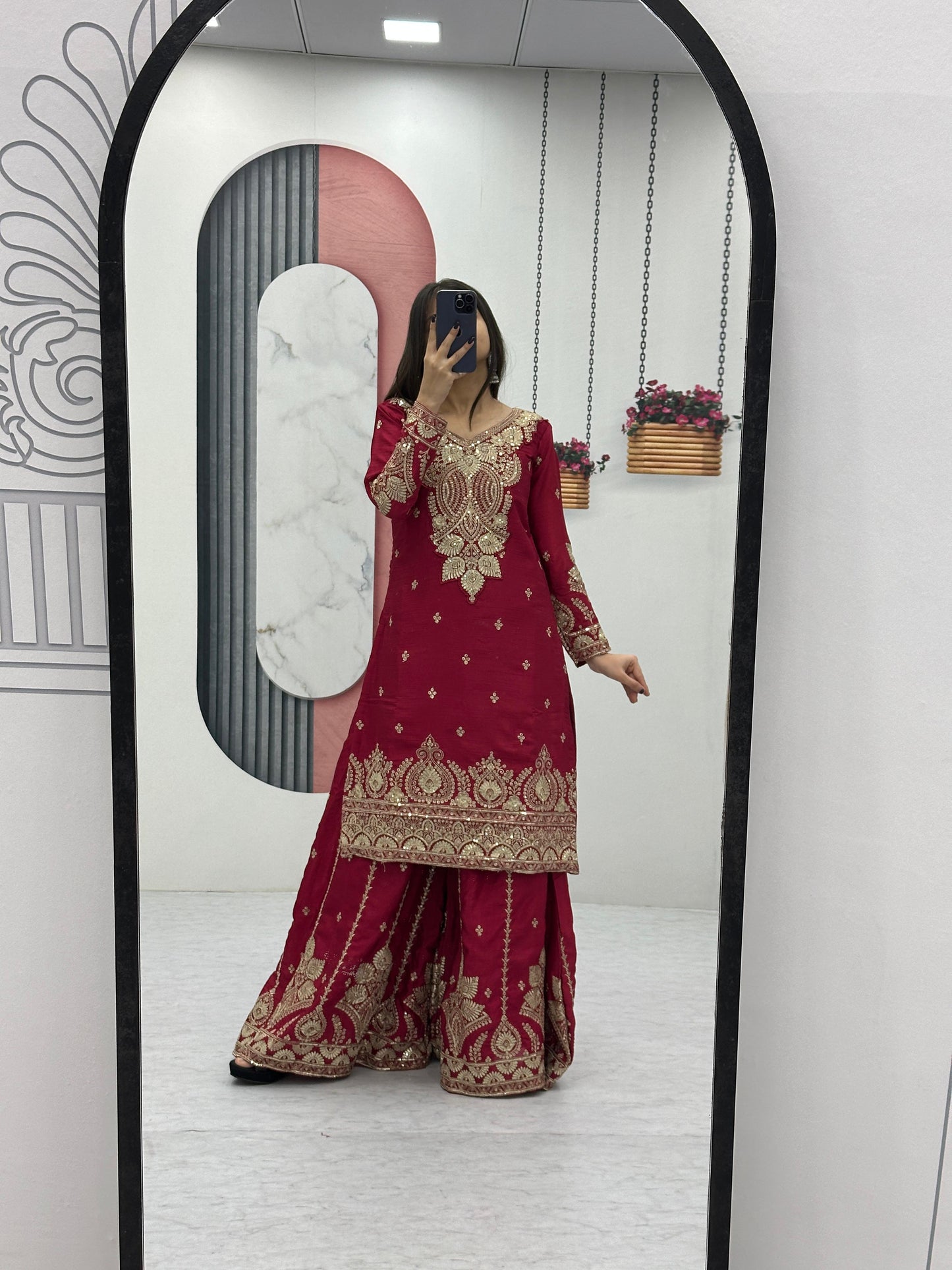 Designer Party Wear Top Plazzo & Dupatta Set