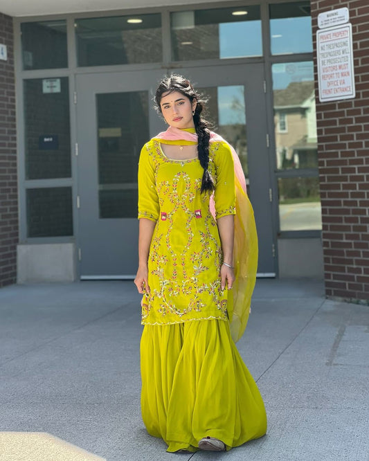 Sharara Dress in Georgette Fabric For haldi function