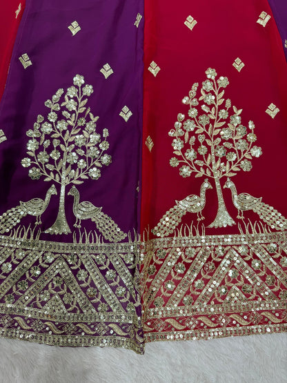 beautiful colorful lehenga choli in goergette fabric