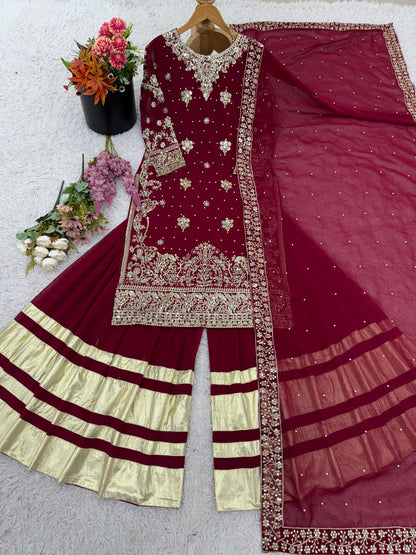 Red Color Beautiful Georgette Partywear Suit