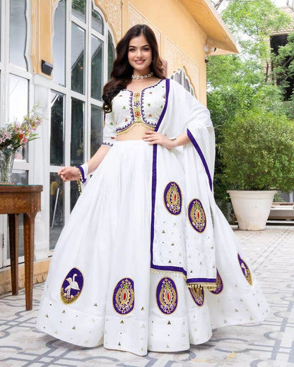 White Color Beautiful NAvratri Wear Lehenga Choli